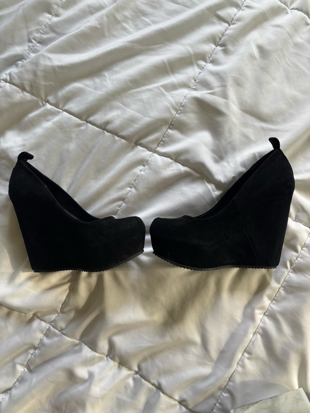 Aldo black suede platform wedges